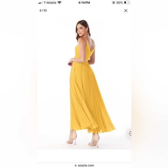 Worn once! Golden yellow ankle length formal dress-bridesmaid, homecoming, prom - Picture 3 of 9